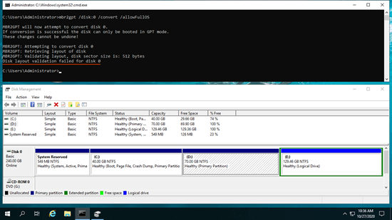 Disk layout validation failed