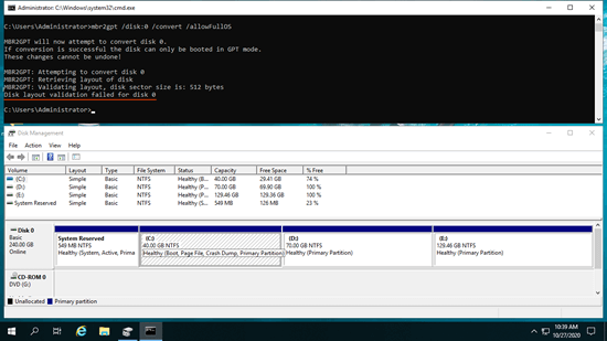 MBR2GPT error