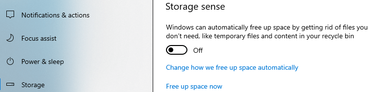 Storage sense