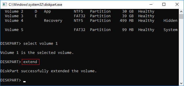 Extend volume