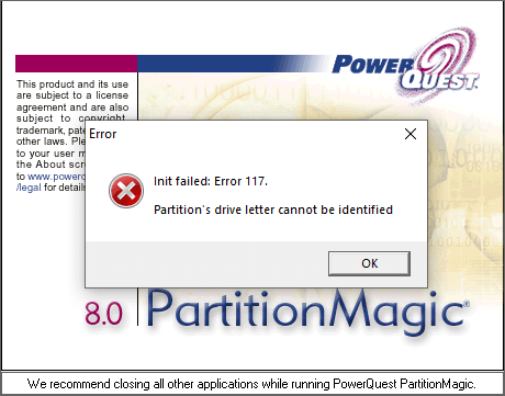 Partition Magic error