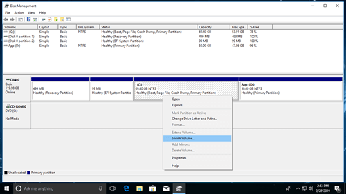 Shrink partition DM