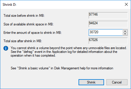 Decrease partition