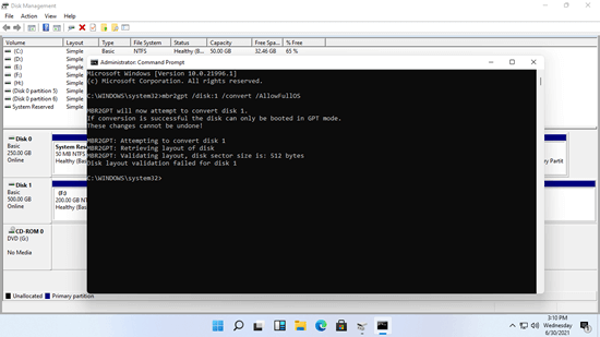 MBR2GPT command error
