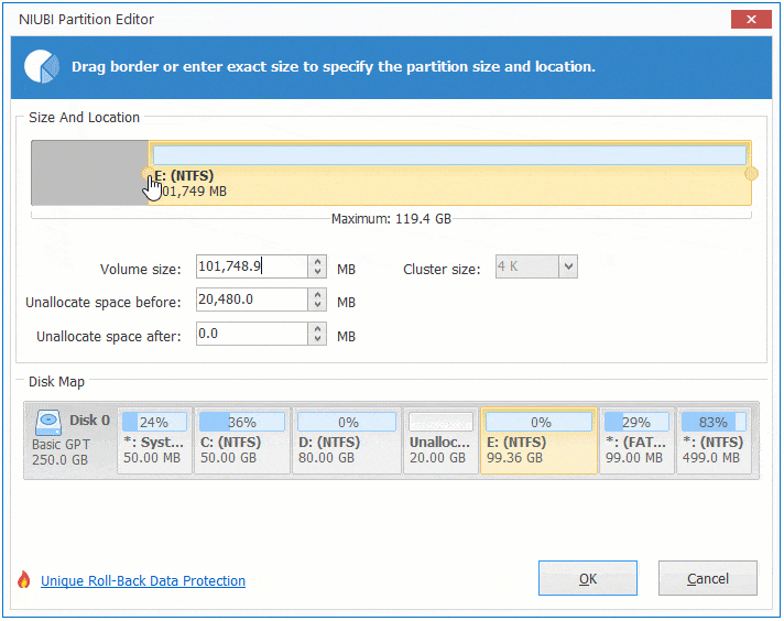 Extend E drive