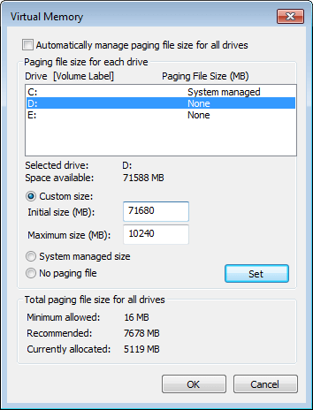Reset Page file
