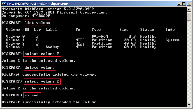 Diskpart extend