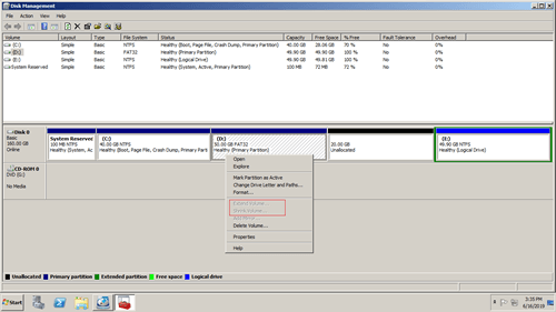 Extend is grayed