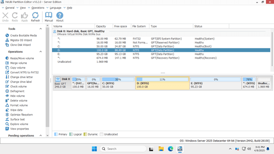 Partition manager server